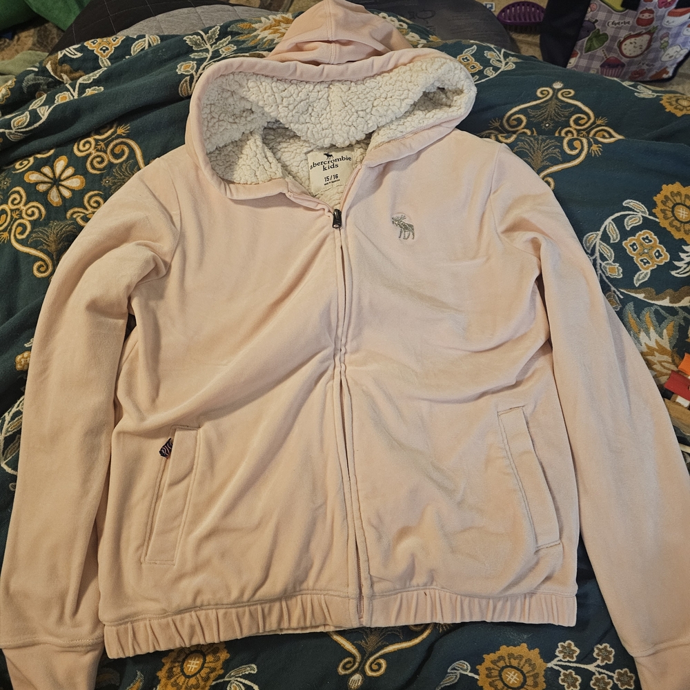 Abercrombie Kids Pink Sherpa-Lined Hoodie